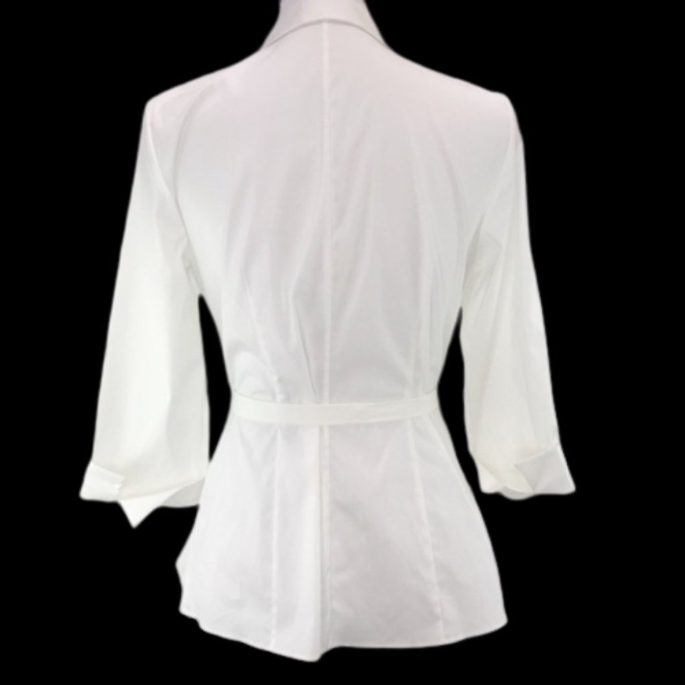 Lafayette 148 Jillian  Wrap Side White Blouse 12 - Picture 3 of 4